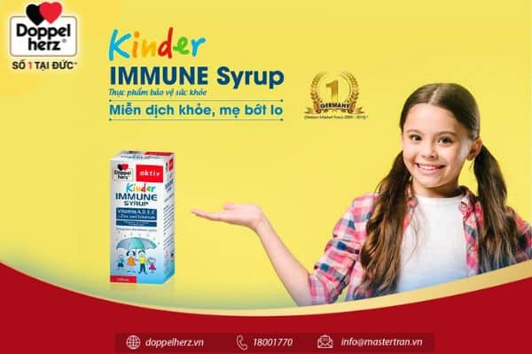 Thực phẩm bảo vệ sức khoẻ Kinder Immune Syrup - Cho bé hệ miễn dịch khoẻ mạnh