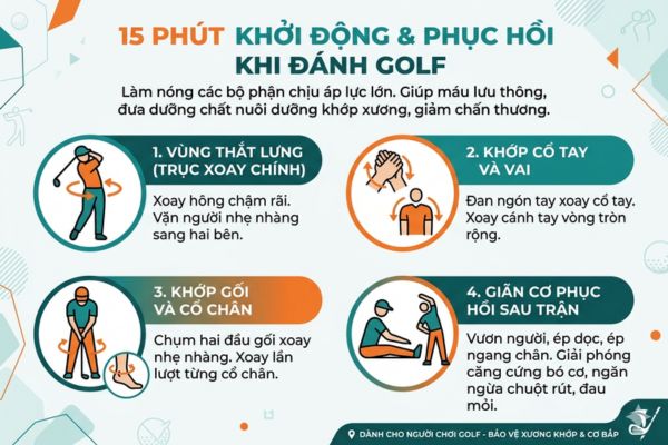 vận động đúng cách khi đánh golf