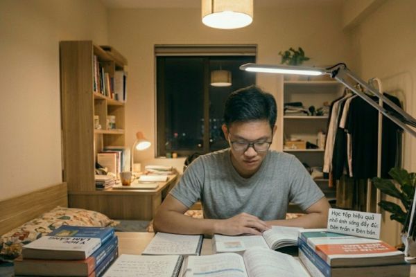 không gian thức đêm học bài đủ ánh sáng